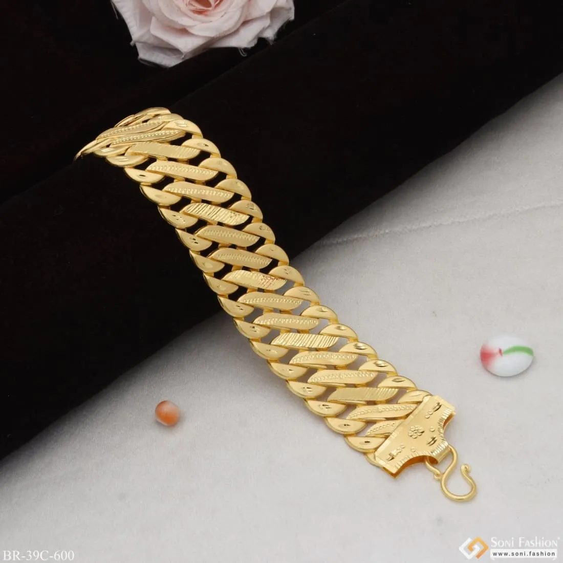 1 Gram Gold Plated Cool Design Superior Quality Pokal Bracelet For Men - Style C600