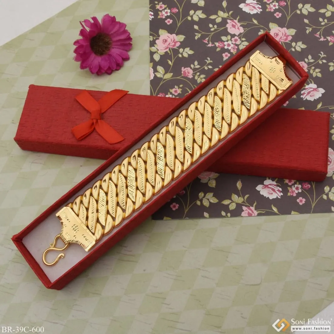 1 Gram Gold Plated Cool Design Superior Quality Pokal Bracelet For Men - Style C600