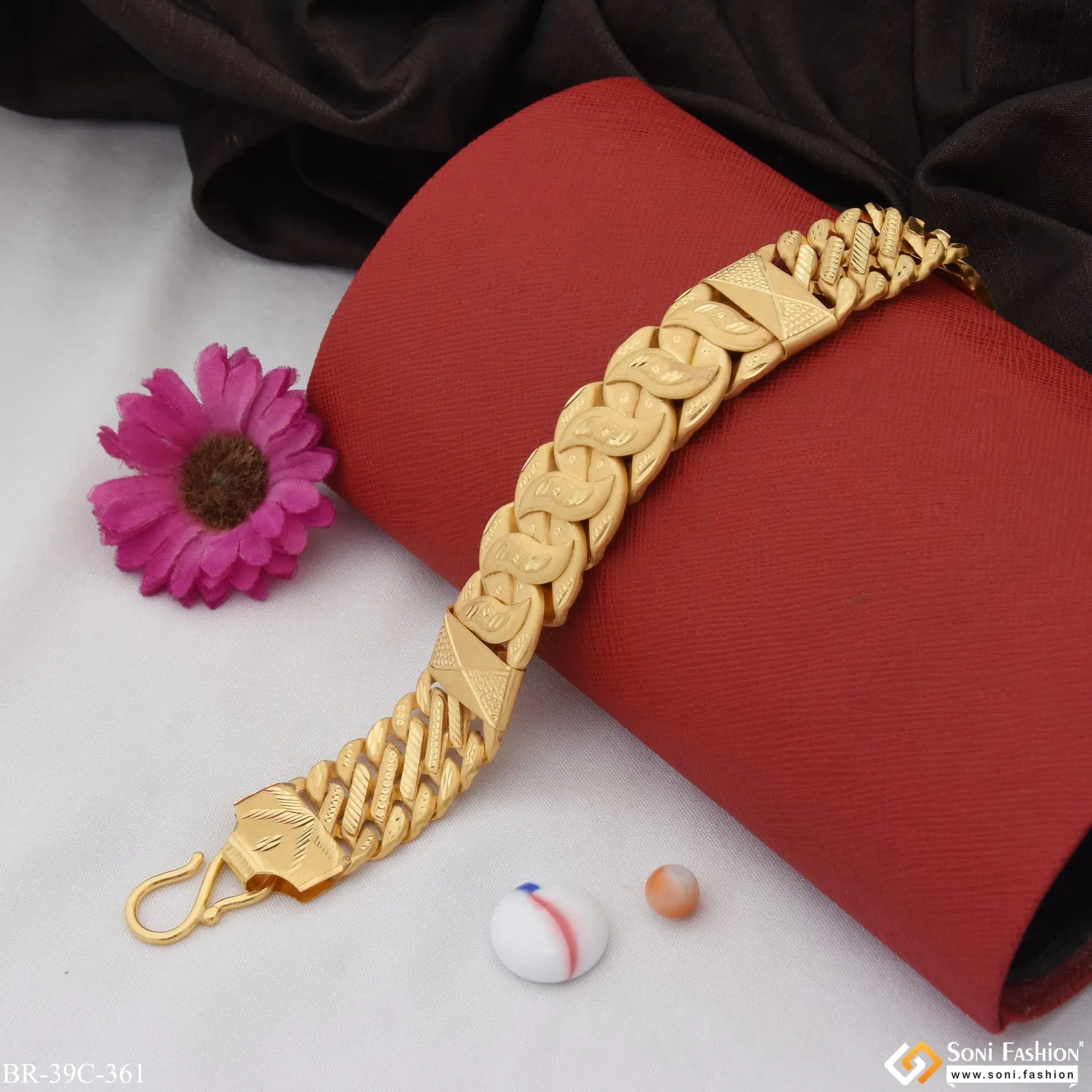 1 Gram Gold Plated Elegant Design Pokal Bracelet for Men - Style C361
