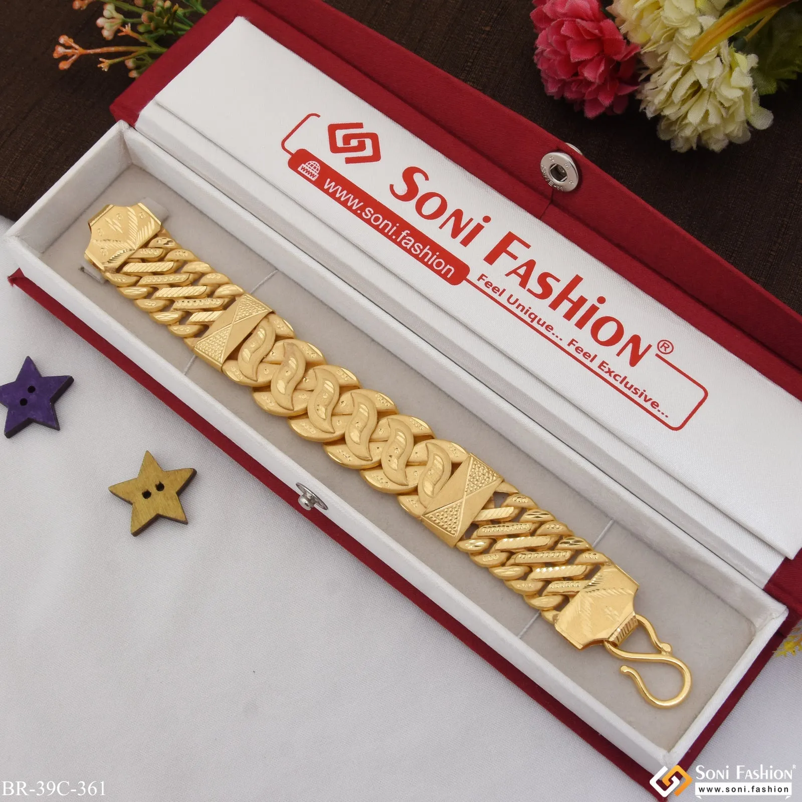 1 Gram Gold Plated Elegant Design Pokal Bracelet for Men - Style C361