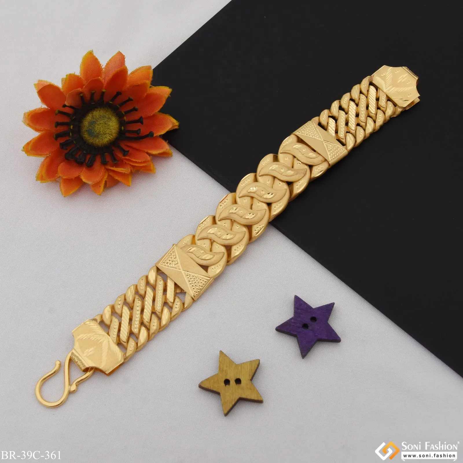 1 Gram Gold Plated Elegant Design Pokal Bracelet for Men - Style C361