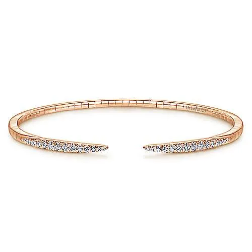 14K Rose Gold Split Diamond Spike Bangle