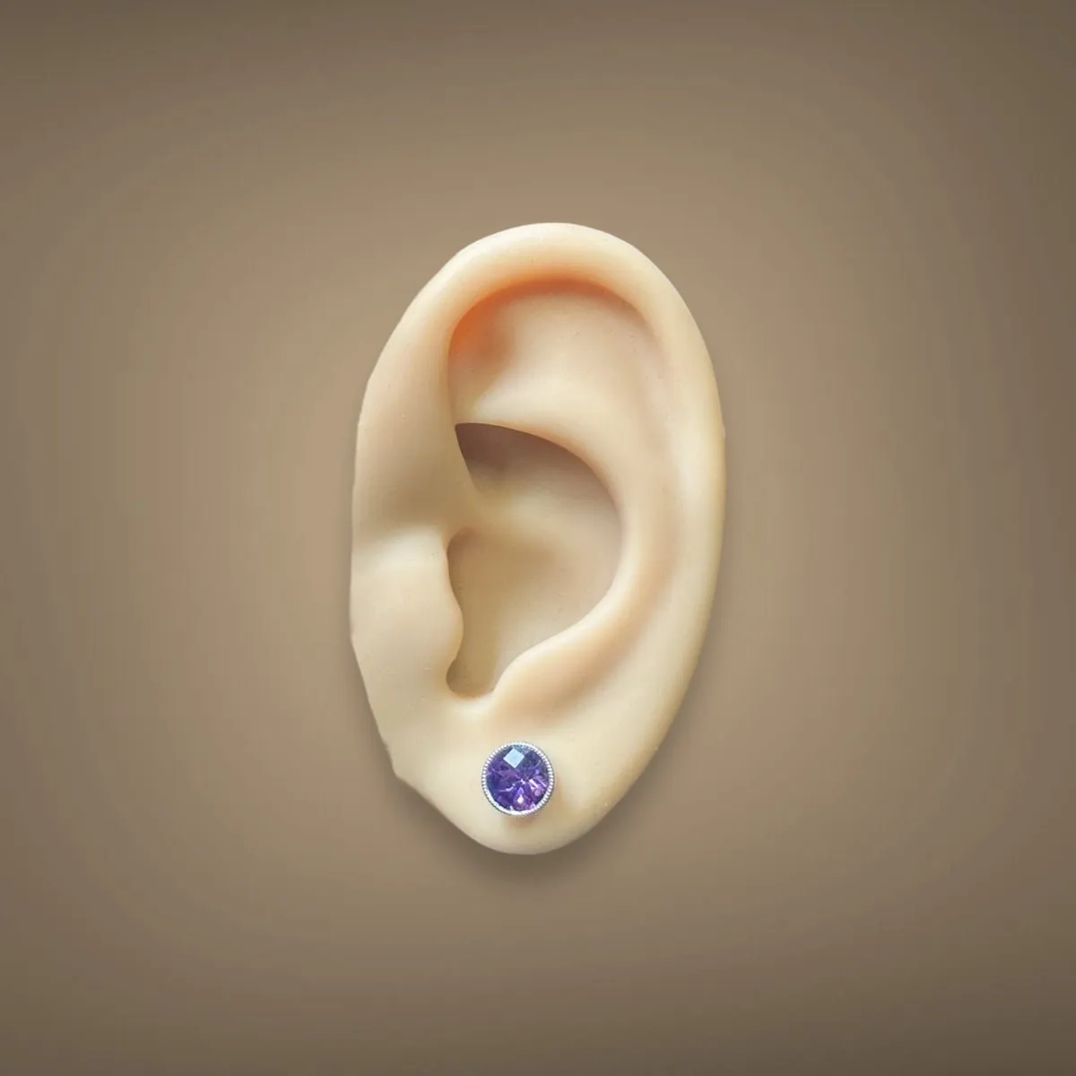 14K W Gold 1.64ctw 6.5mm Bezel Set Round Amethyst Earrings