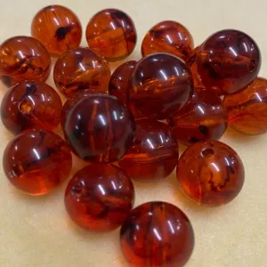 14mm Round Beads (25) - Cherry - Amber Look Vintage Beads