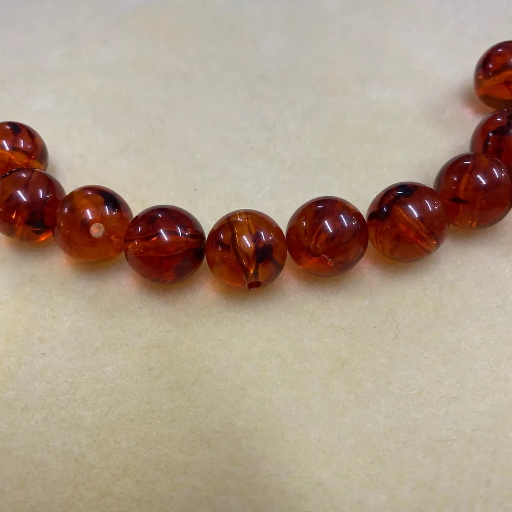 14mm Round Beads (25) - Cherry - Amber Look Vintage Beads