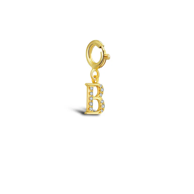 18k Gold Letter "B" Diamond Charms