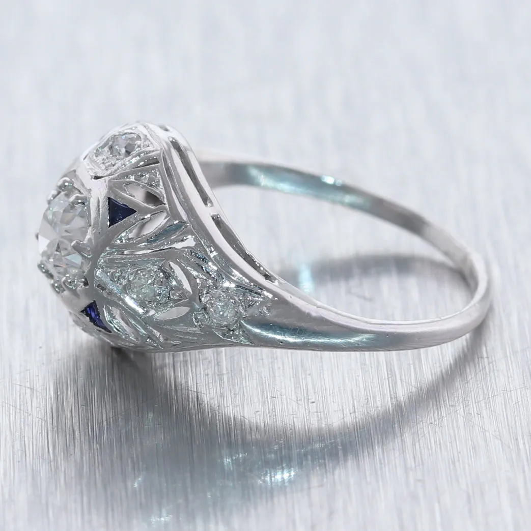 1930's Antique Art Deco Platinum 0.80ctw Diamond Ring
