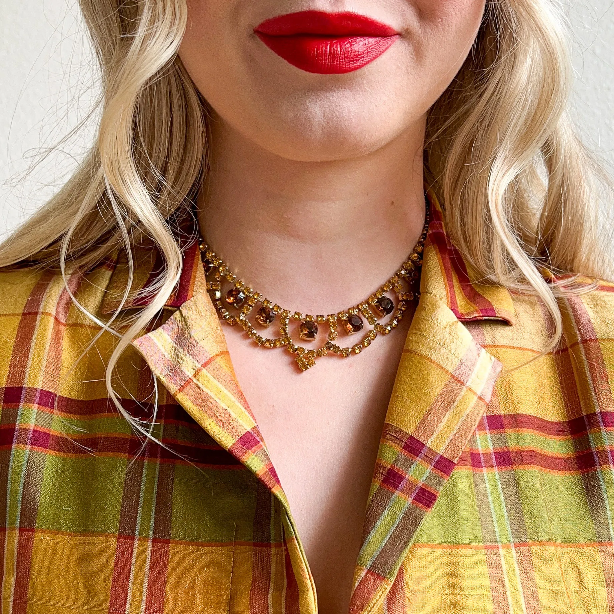 1950s Scalloped Citrine Gemstone Necklace