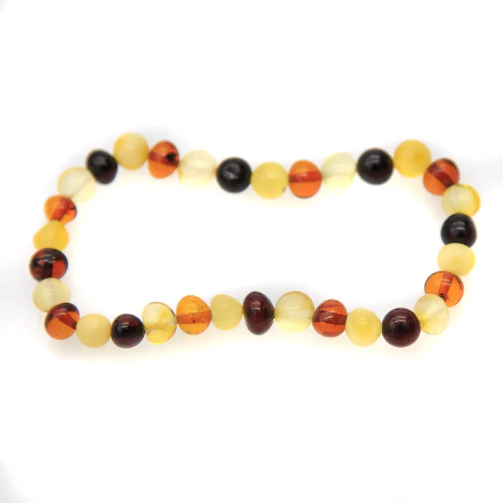 1AC925-B7: Amber Stretch Bracelet Rd Nuggets Mixed