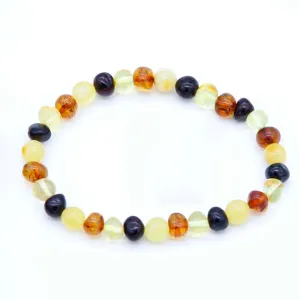 1AC925-B7: Amber Stretch Bracelet Rd Nuggets Mixed