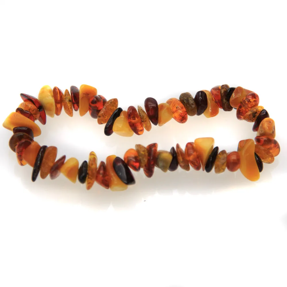 1AC925-B8: Amber Stretch Bracelet Chip Nuggets Mixed