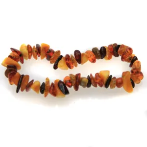 1AC925-B8: Amber Stretch Bracelet Chip Nuggets Mixed