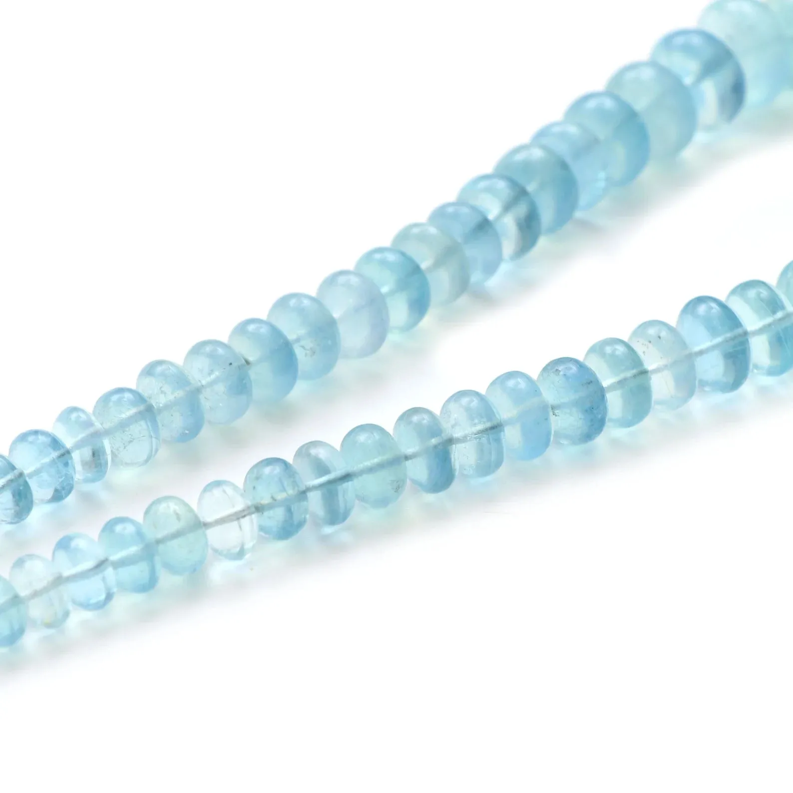 5.5 mm to 20.5 mm Natural Aquamarine Smooth Rondelle Shape Beads