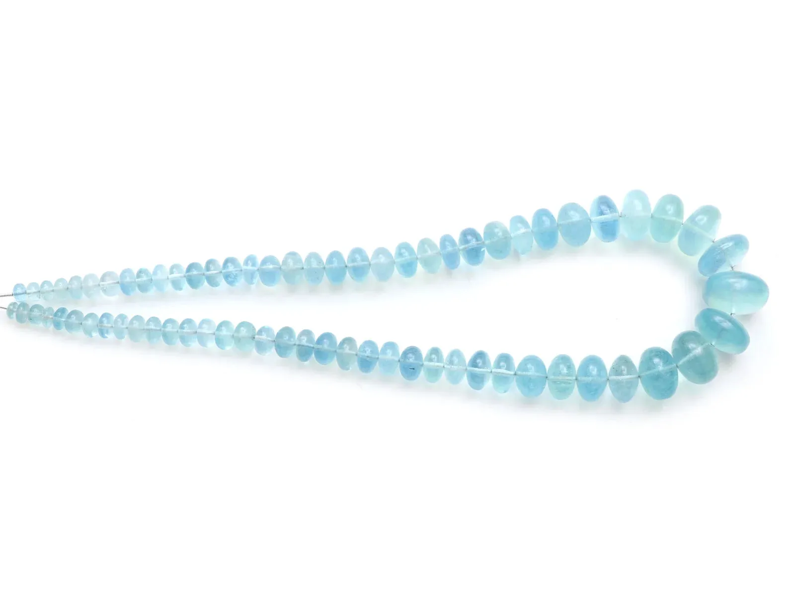 5.5 mm to 20.5 mm Natural Aquamarine Smooth Rondelle Shape Beads