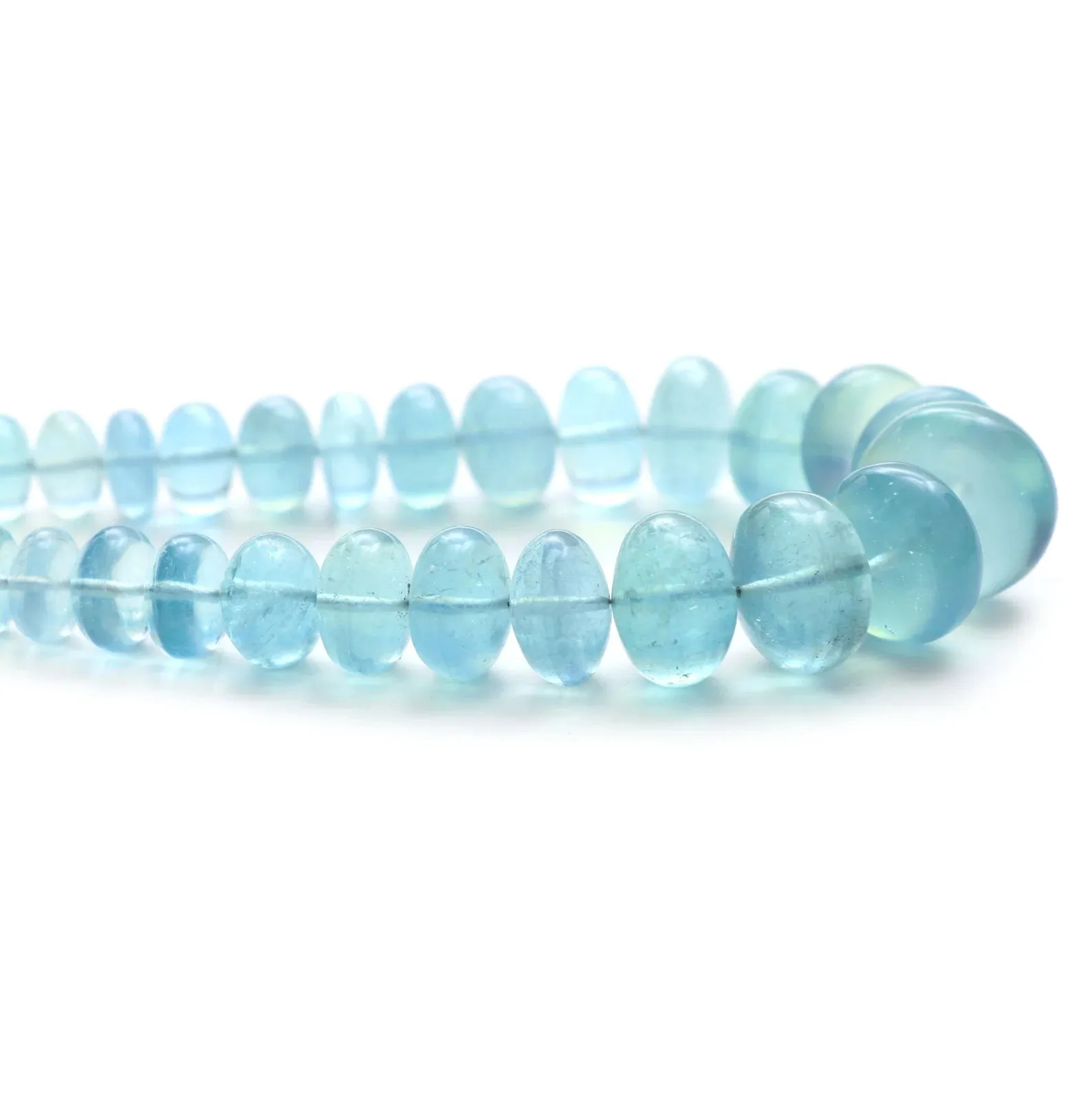5.5 mm to 20.5 mm Natural Aquamarine Smooth Rondelle Shape Beads