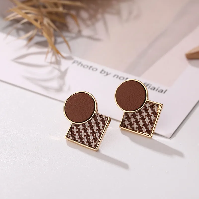 925 Silver Needle Houndstooth Earrings Cold Wind