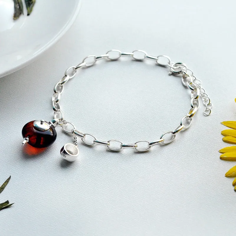 925 Sterling Silver  Vintage Cute Teapot Bracelets for Women