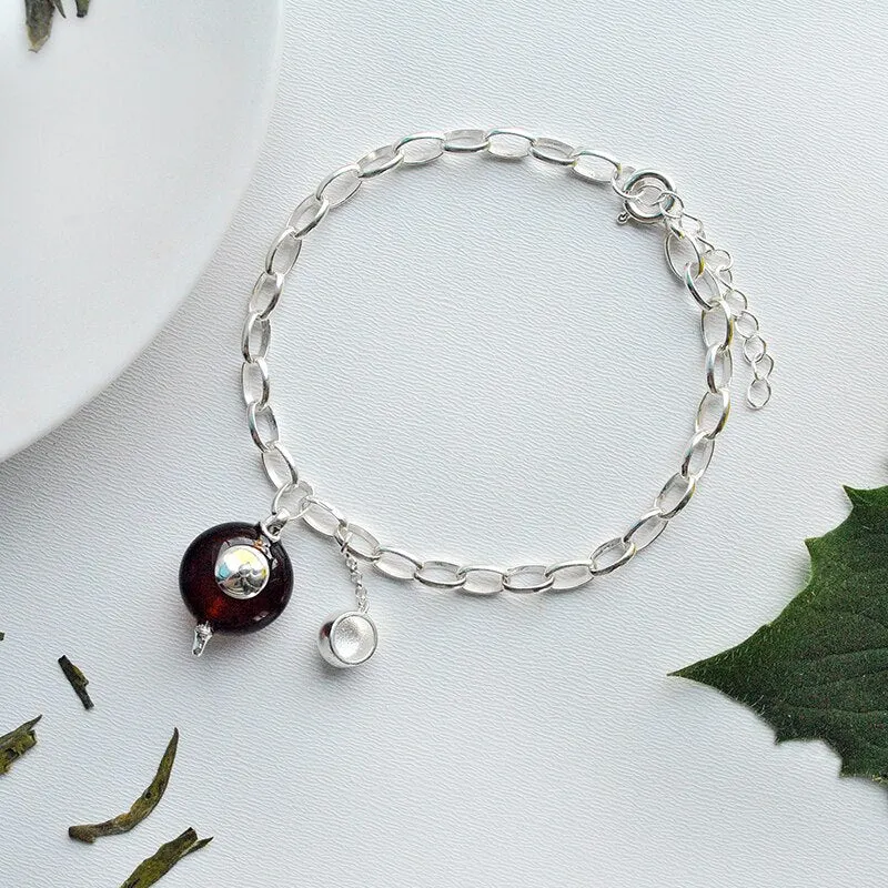 925 Sterling Silver  Vintage Cute Teapot Bracelets for Women