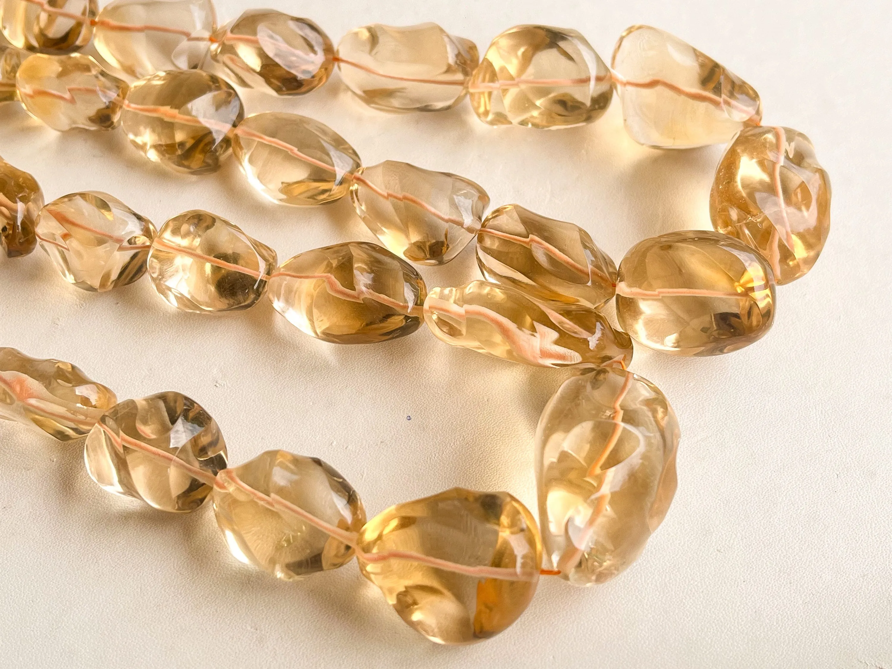 AAA Natural Citrine carved Big Wrinkled Tumble Shape Clear Quality Beads