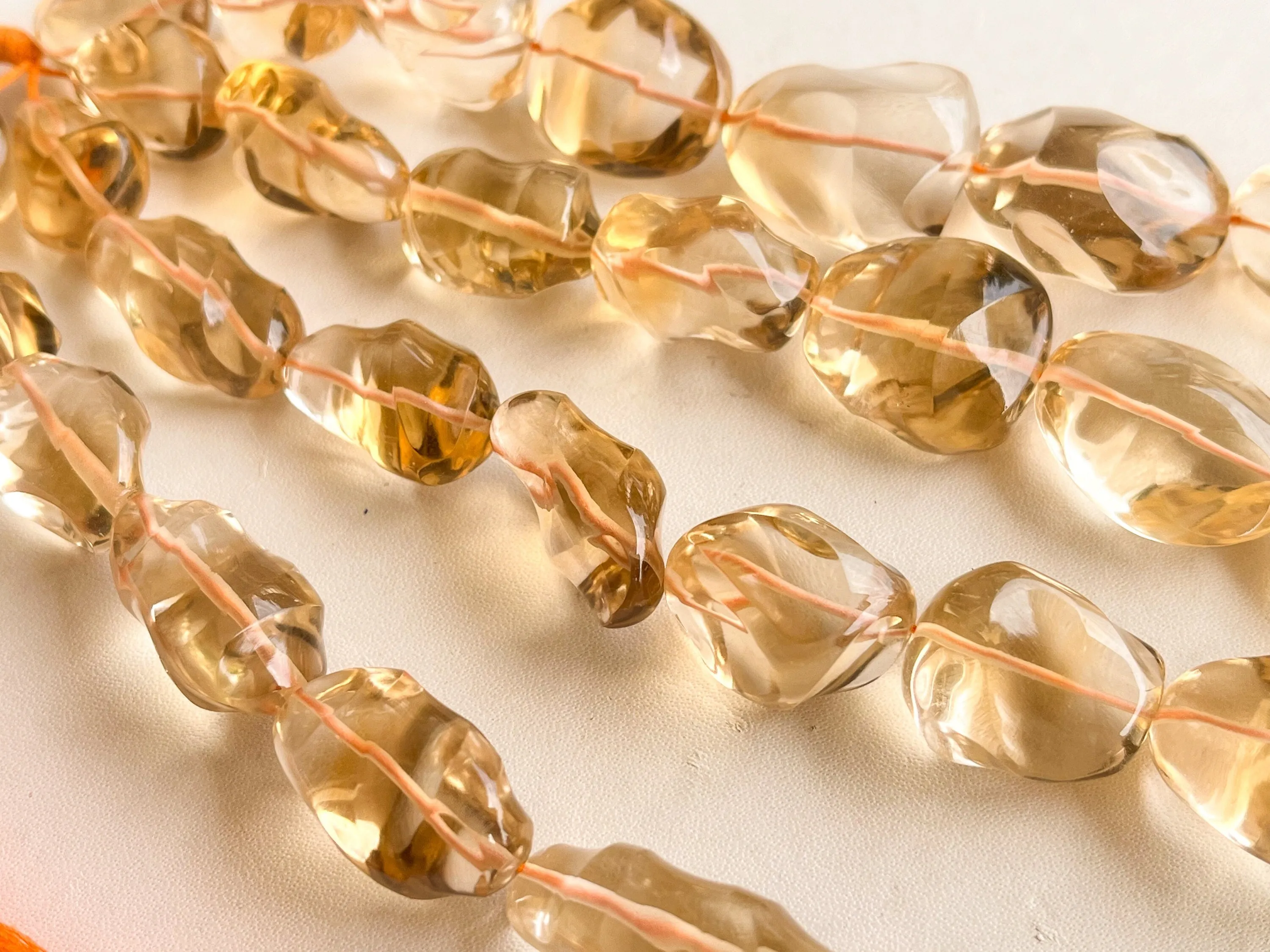 AAA Natural Citrine carved Big Wrinkled Tumble Shape Clear Quality Beads