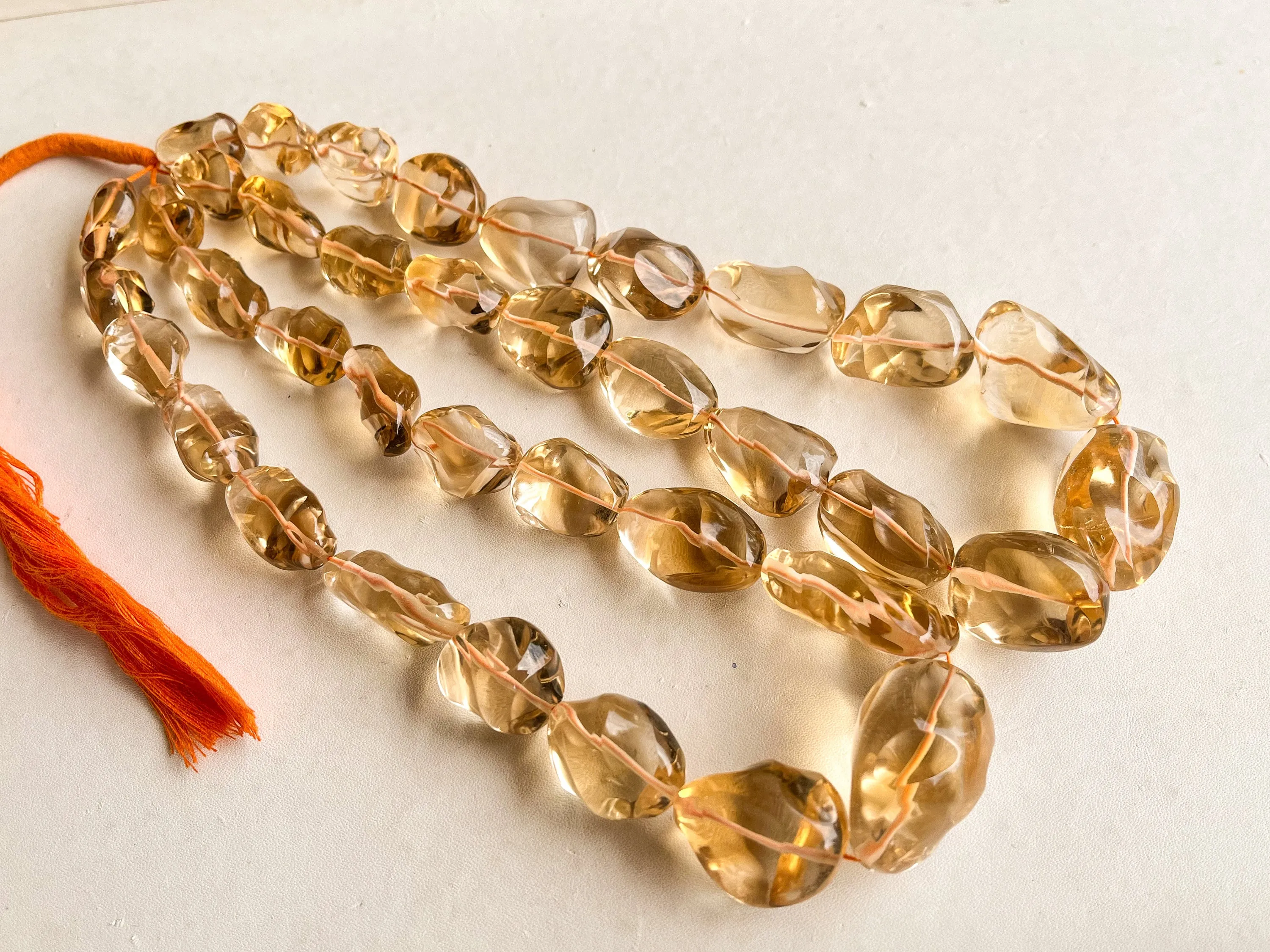 AAA Natural Citrine carved Big Wrinkled Tumble Shape Clear Quality Beads