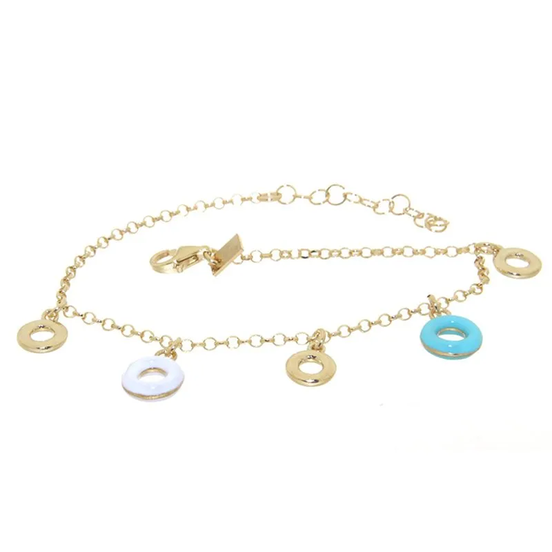 ACQUARELLO HANGING ROUND WHITE AND TURQUOISE BRACELET