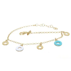 ACQUARELLO HANGING ROUND WHITE AND TURQUOISE BRACELET