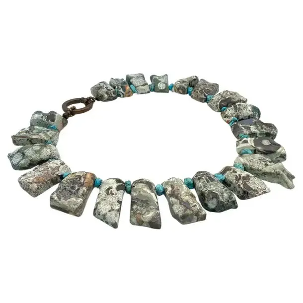 African Turquoise Two Sided Necklace
