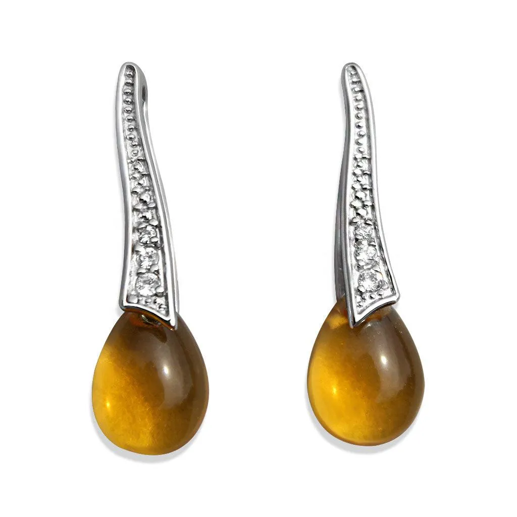 Alamode Rhodium Plating 925 Sterling Silver Earrings with AAA Grade CZ in Clear