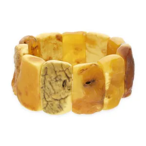 Amber 11 Stone Rough Oblong Elasticated Bracelet