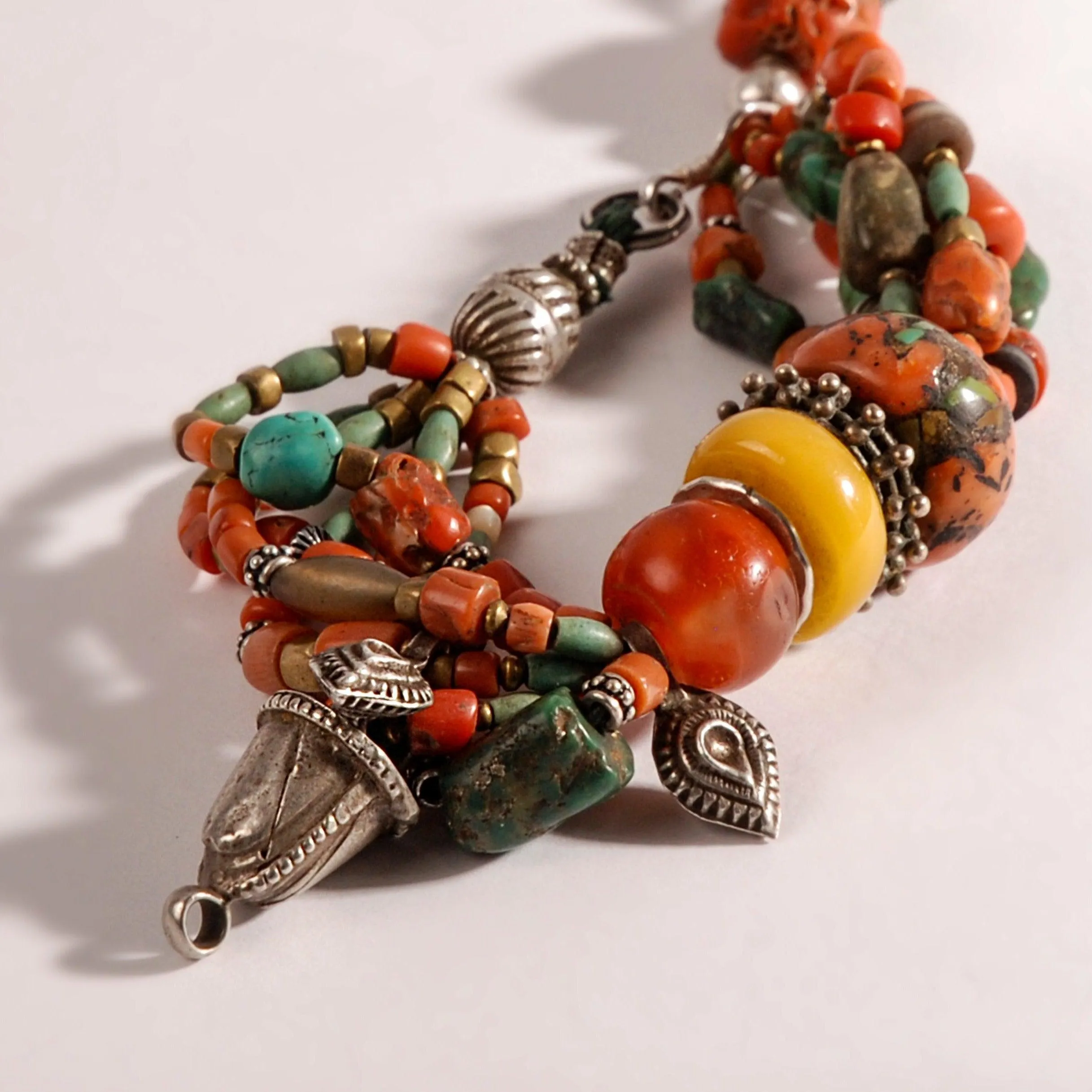 Amber & Red Coral Bracelet