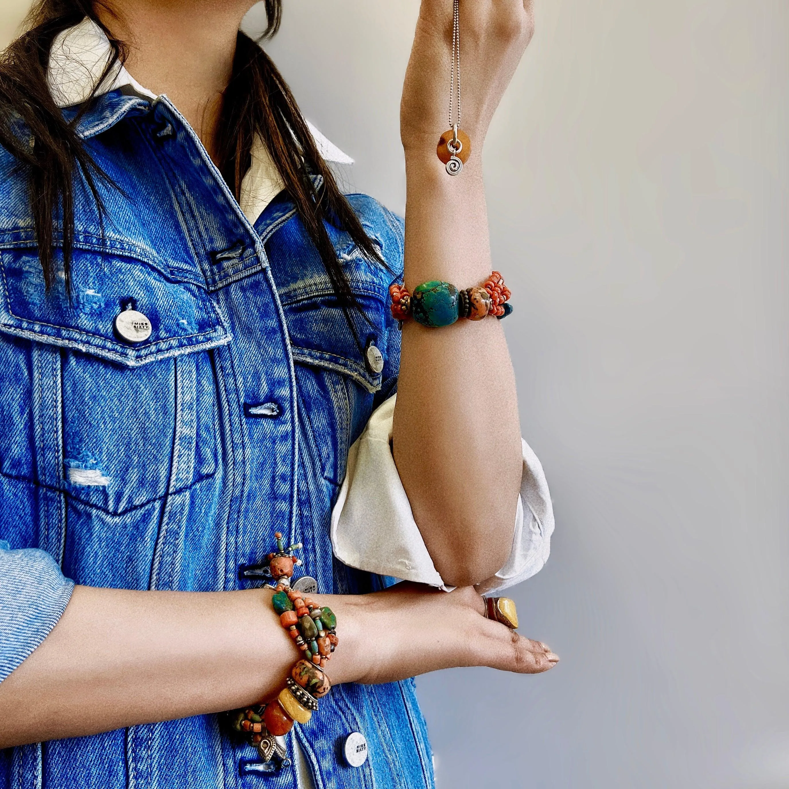Amber & Red Coral Bracelet