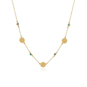 Antigua La Flor Necklace - Gold/Turquoise - NK10721-GTQ