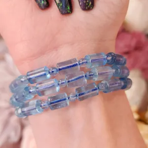 Aquamarine Cylinder (Extra AAA Grade) Bracelet for Calm Communication