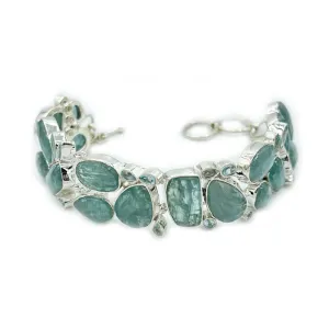 Aquamarine Gemstone Boho Silver Bracelet
