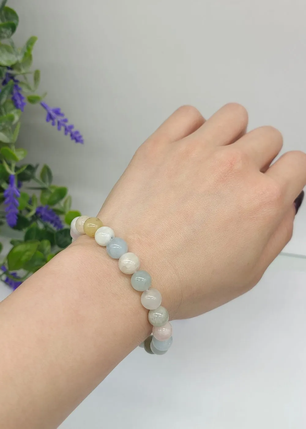 Aquamarine Morganite and Jade Beads Bracelet