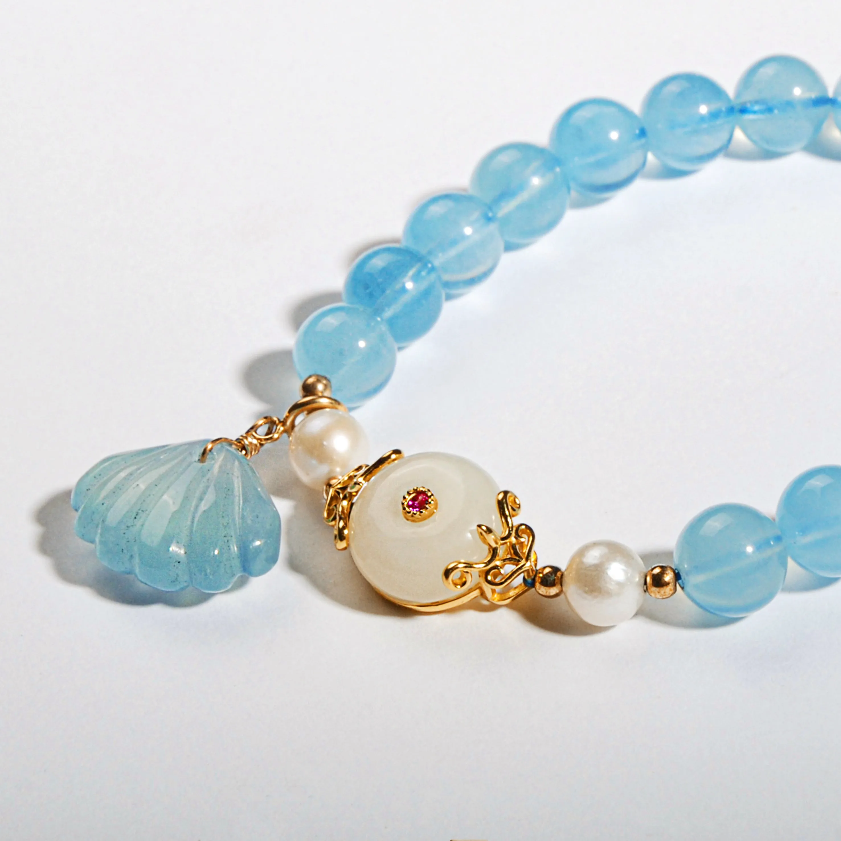 Aquamarine Shell  Bracelet