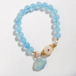 Aquamarine Shell  Bracelet