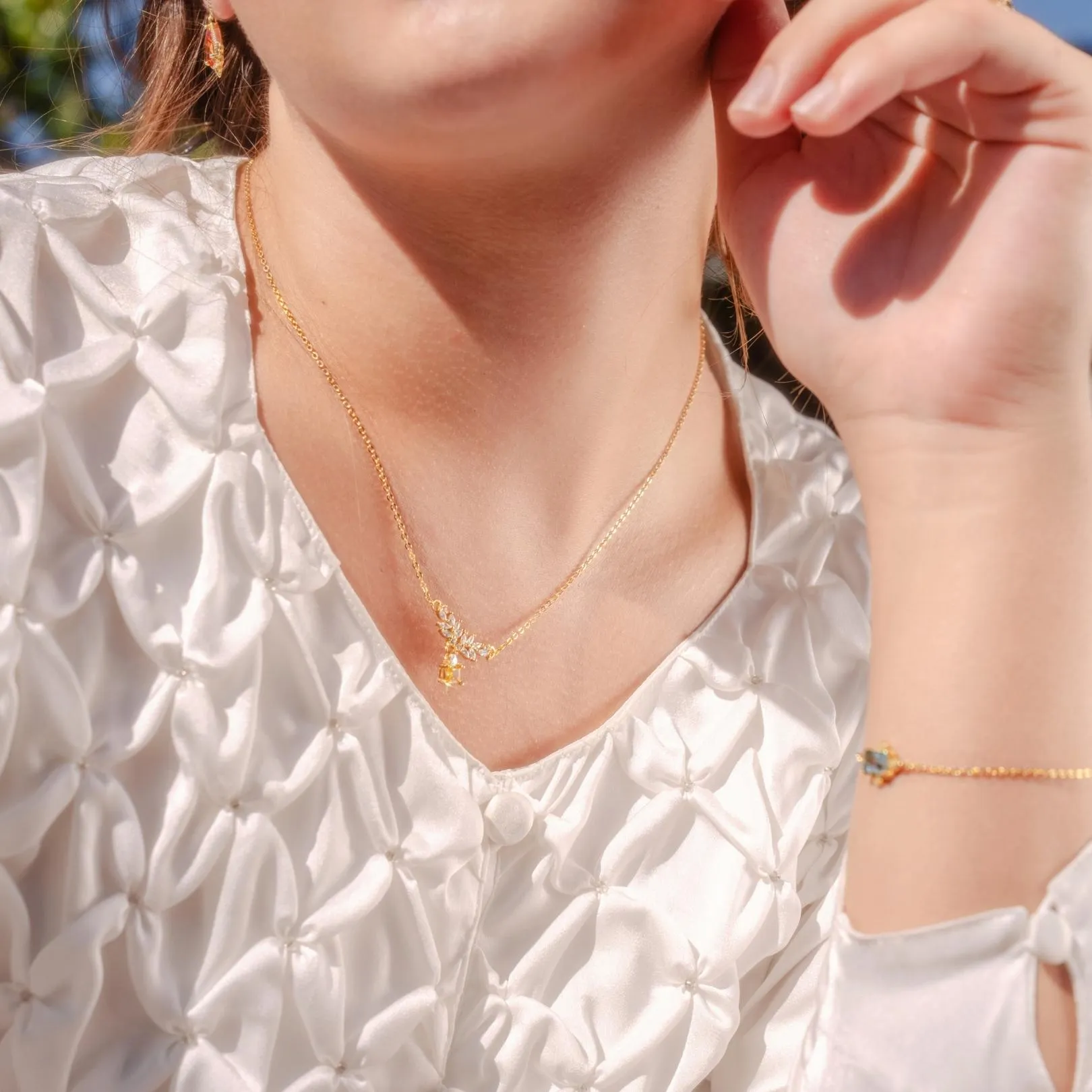 Baroque Citrine Necklace (Solid Silver)