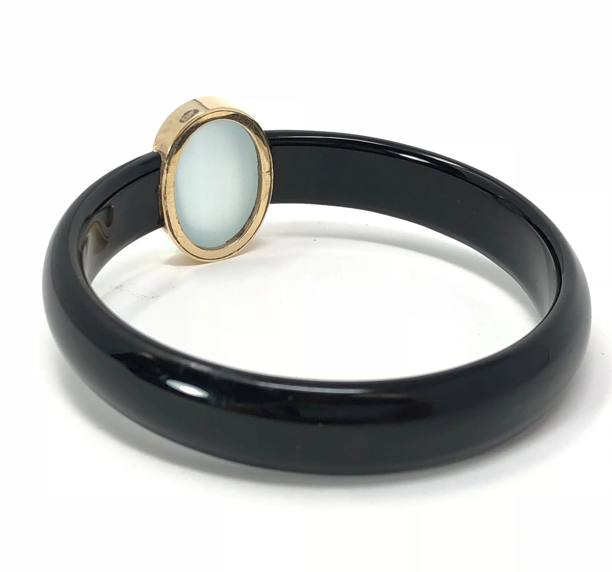 Black Onyx & Aquamarine Bangle Bracelet