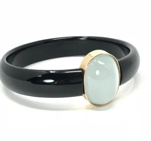 Black Onyx & Aquamarine Bangle Bracelet