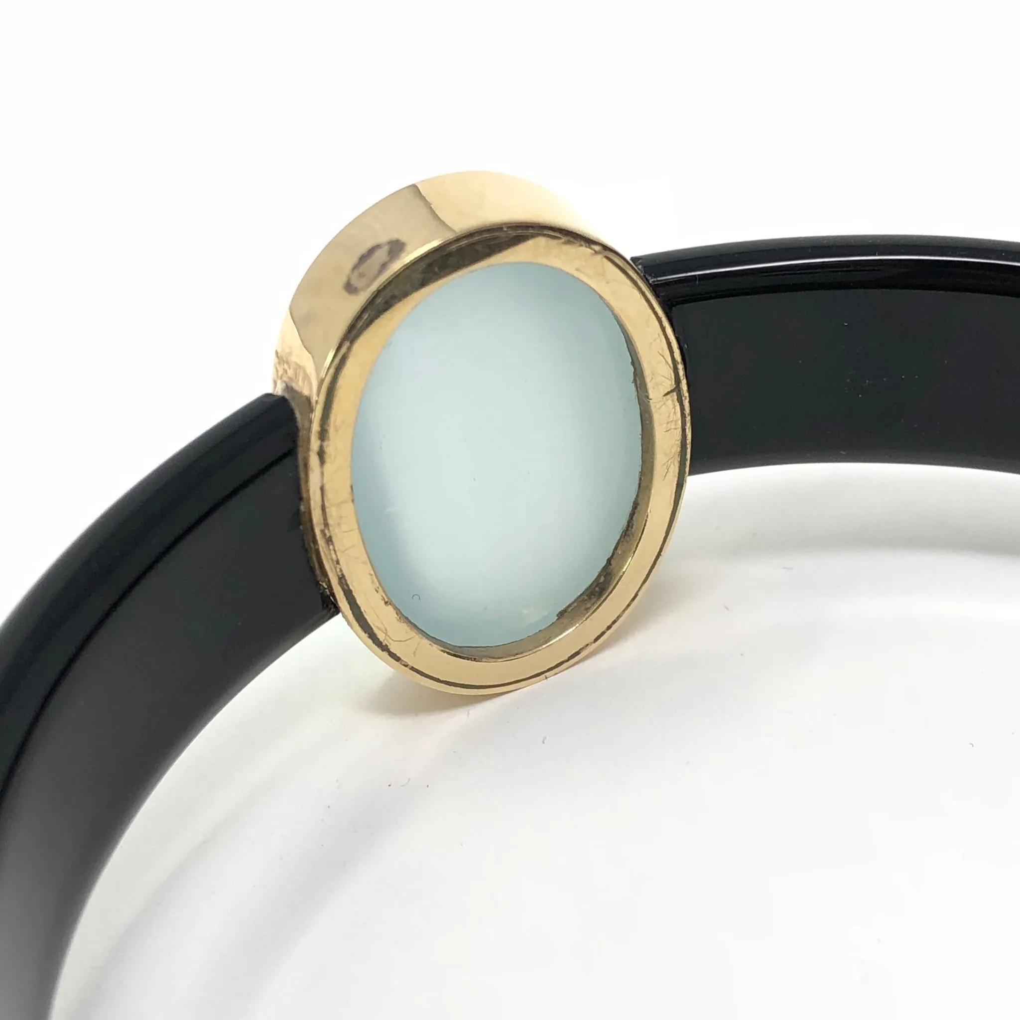 Black Onyx & Aquamarine Bangle Bracelet
