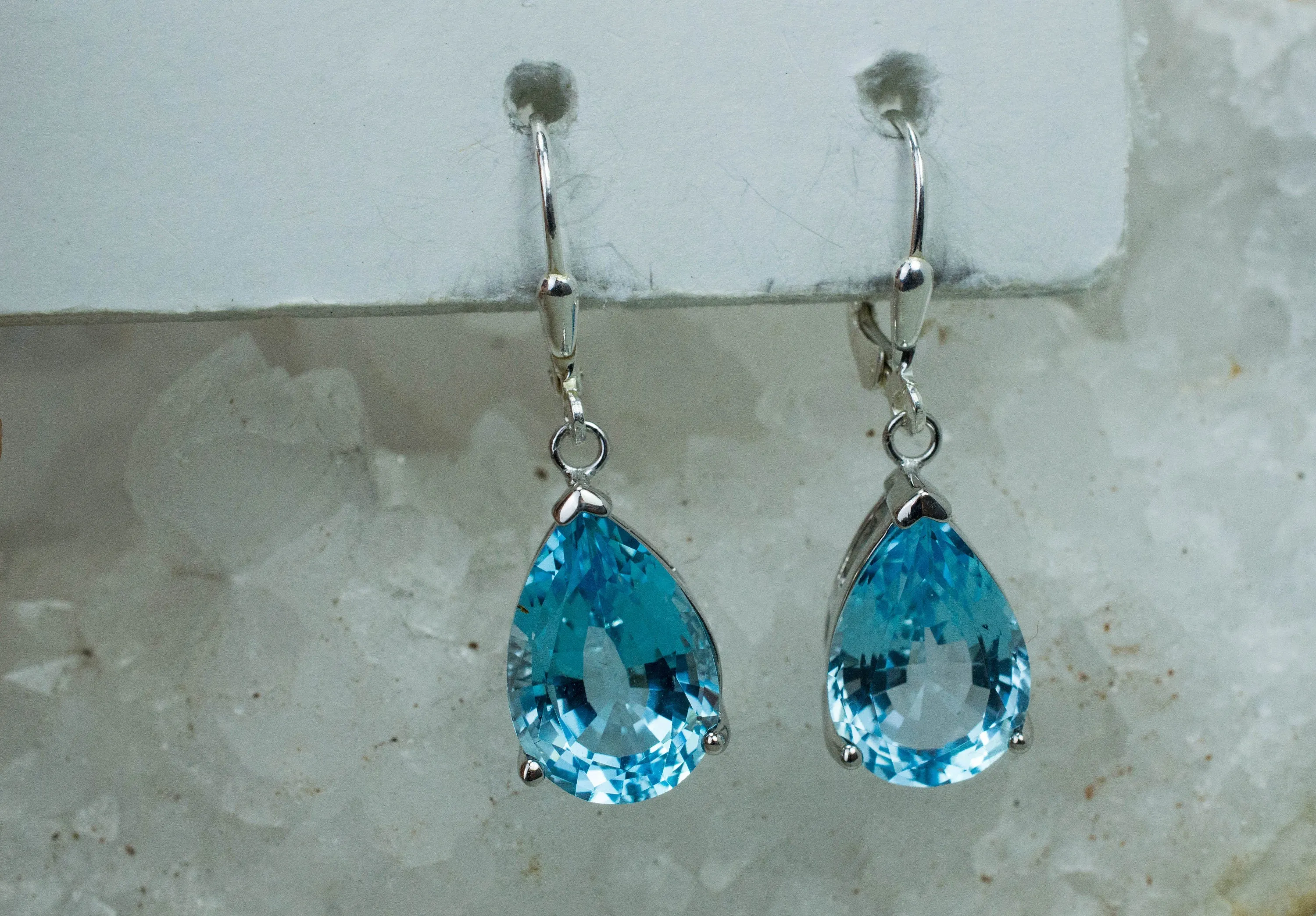 Blue Topaz Earrings; Genuine Brazilian Topaz; 18.250cts