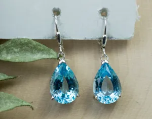 Blue Topaz Earrings; Genuine Brazilian Topaz; 18.250cts