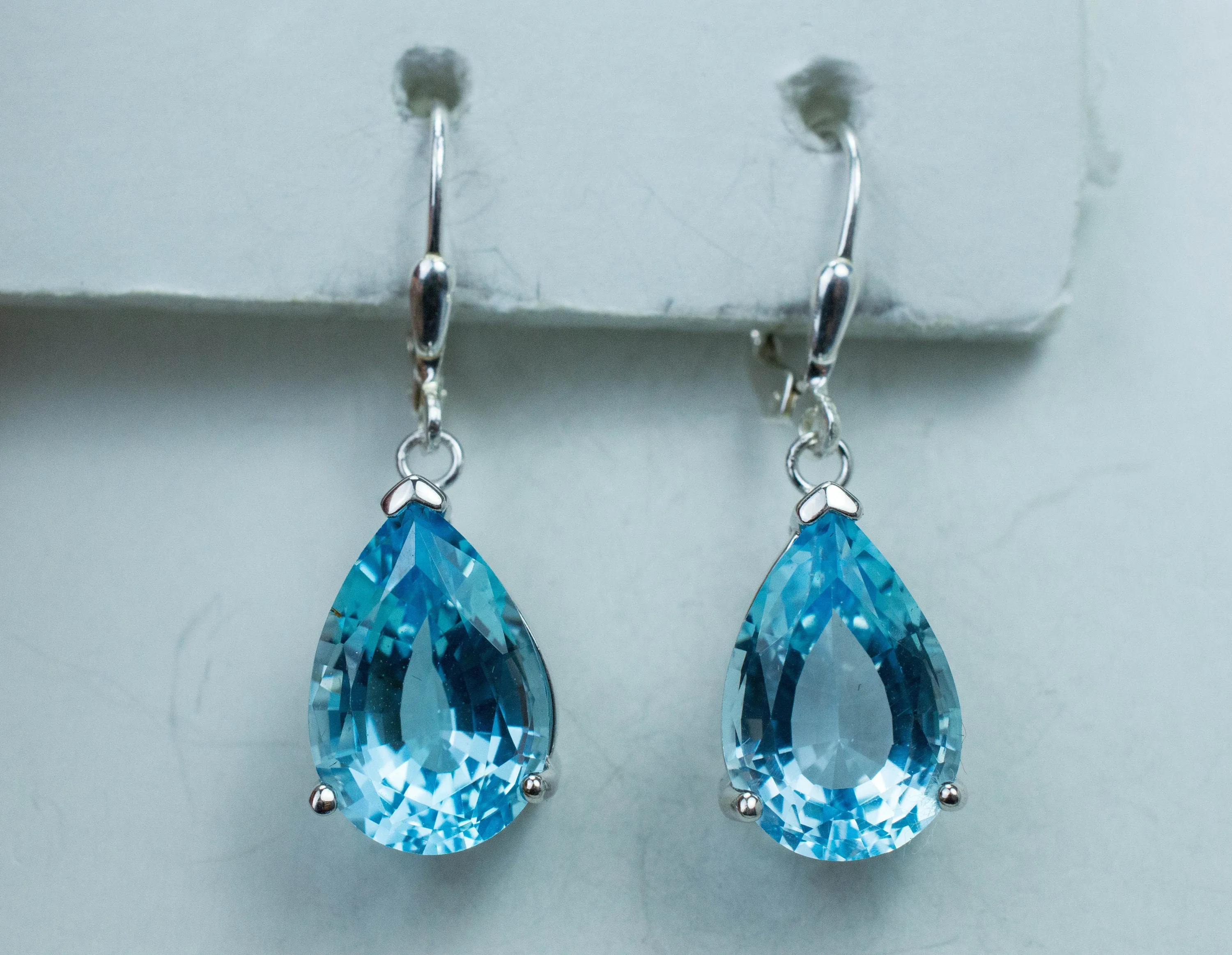 Blue Topaz Earrings; Genuine Brazilian Topaz; 18.250cts