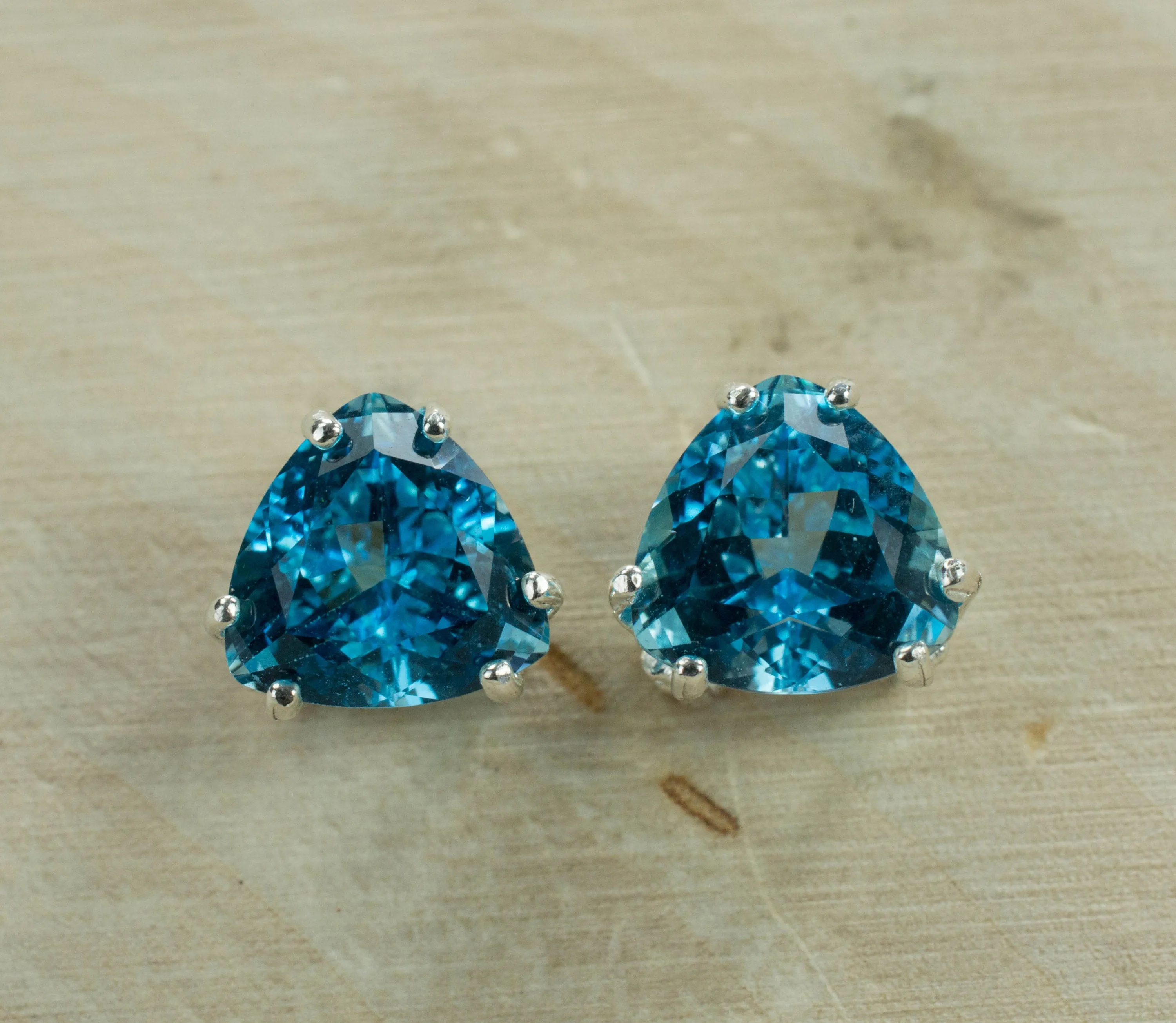 Blue Topaz Sterling Silver Earrings; Genuine Brazilian Topaz; Topaz Earrings; 4.365cts