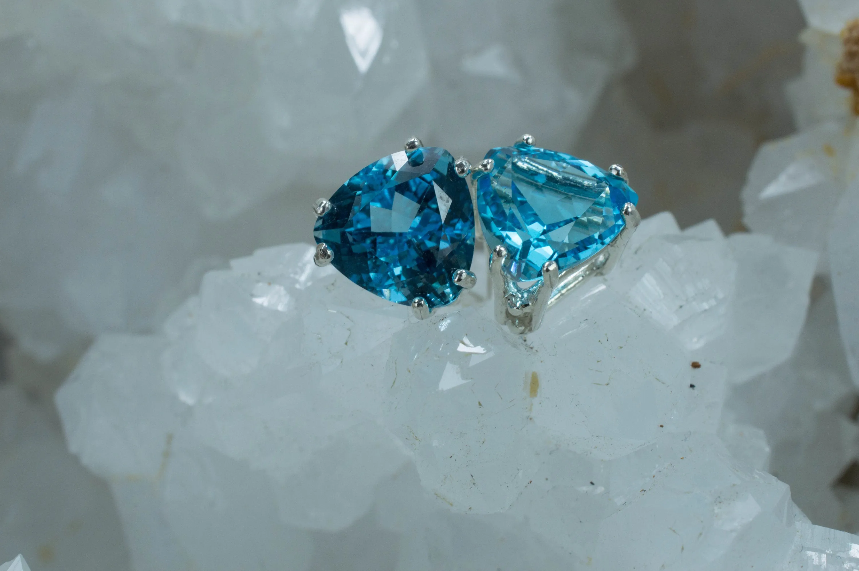 Blue Topaz Sterling Silver Earrings; Genuine Brazilian Topaz; Topaz Earrings; 4.365cts