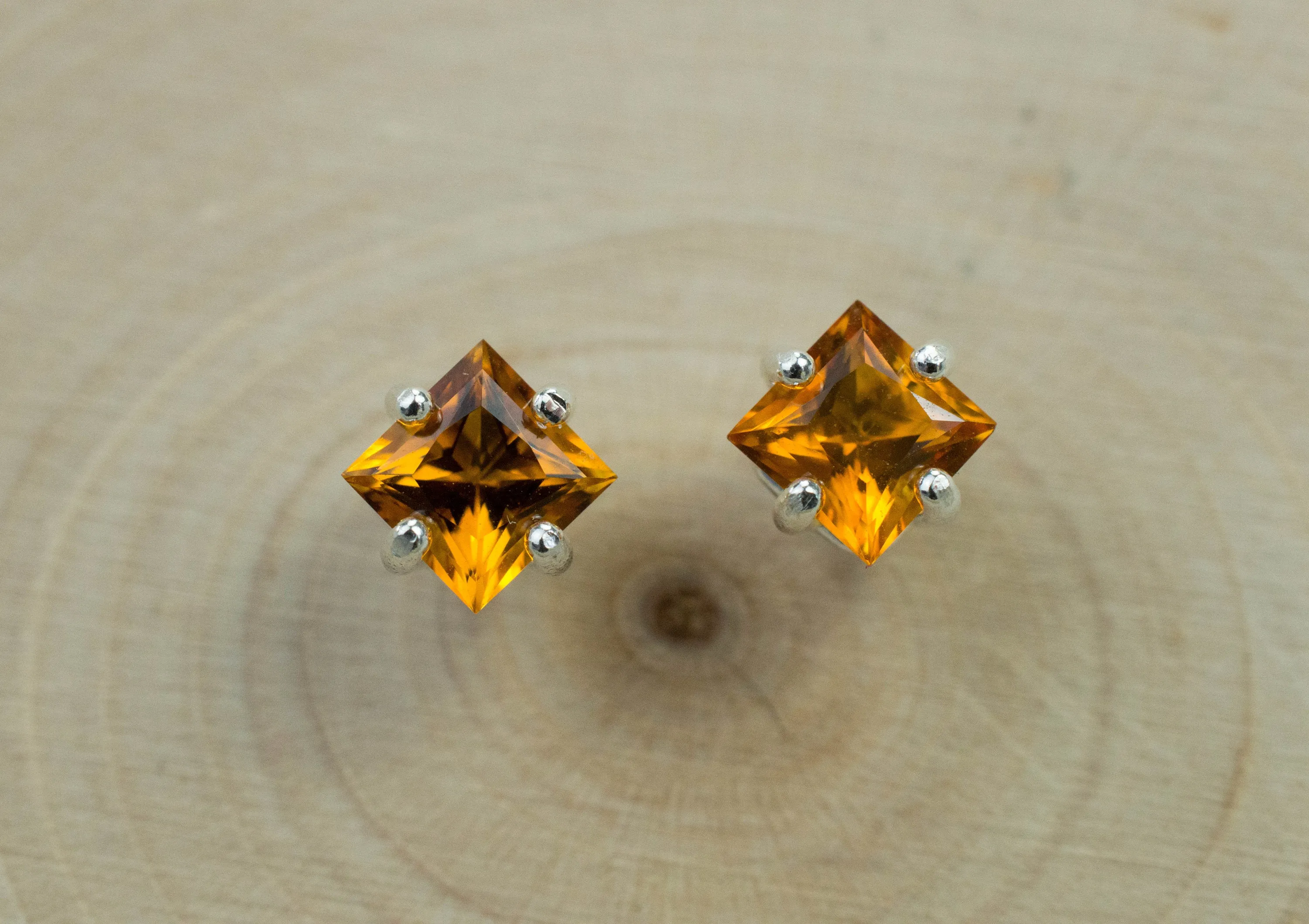Citrine Earrings; Natural Untreated Uruguay Citrine; 1.155cts