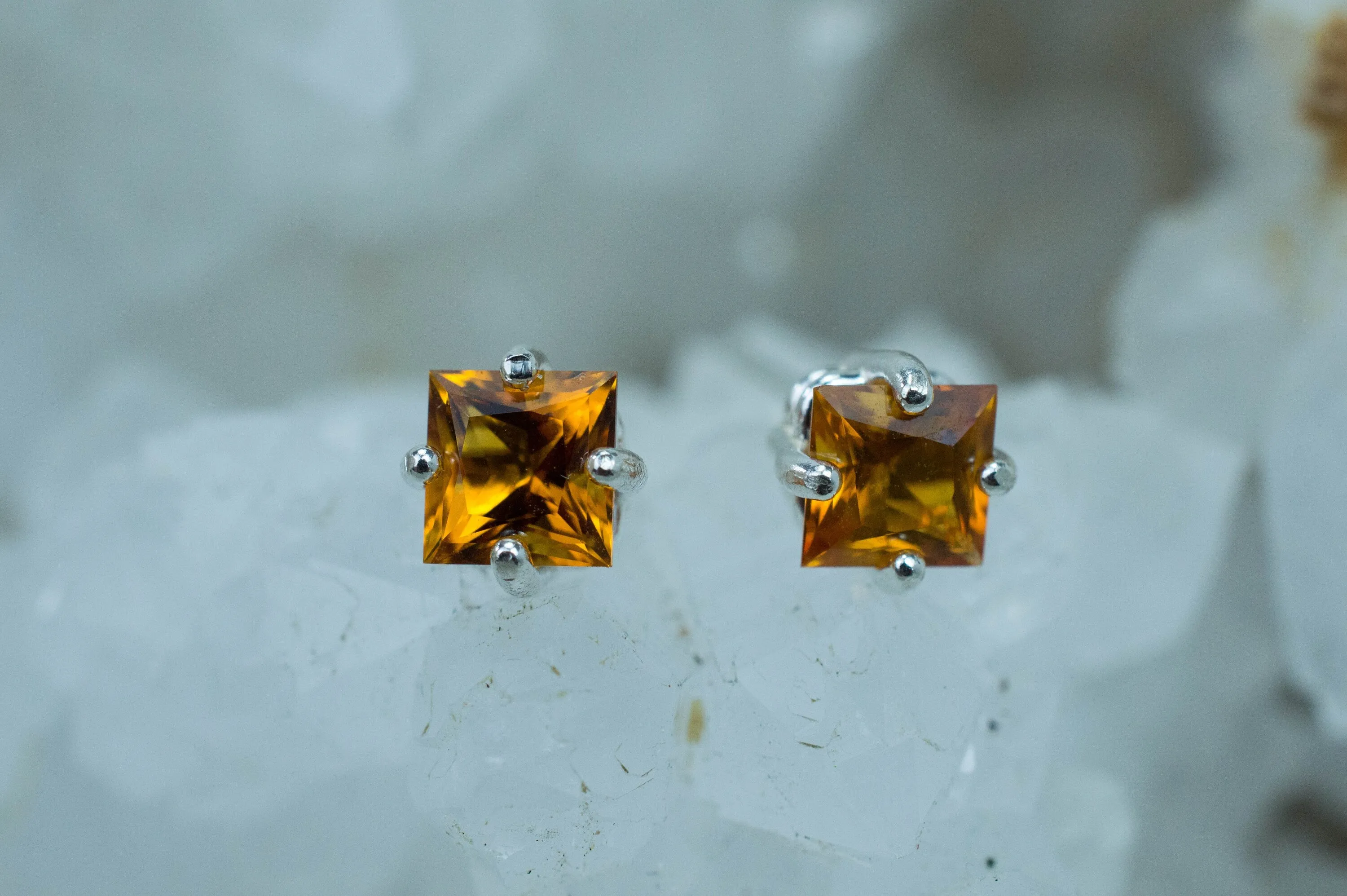 Citrine Earrings; Natural Untreated Uruguay Citrine; 1.155cts