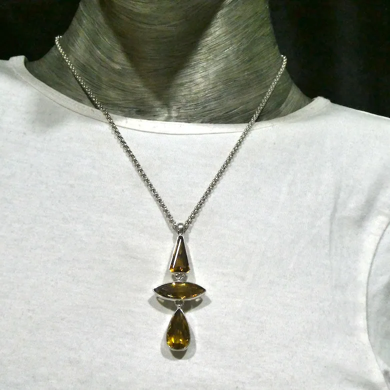 Citrine Pendant, AAA Grade Faceted Gemstones, 925 Sterling Silver, kt2